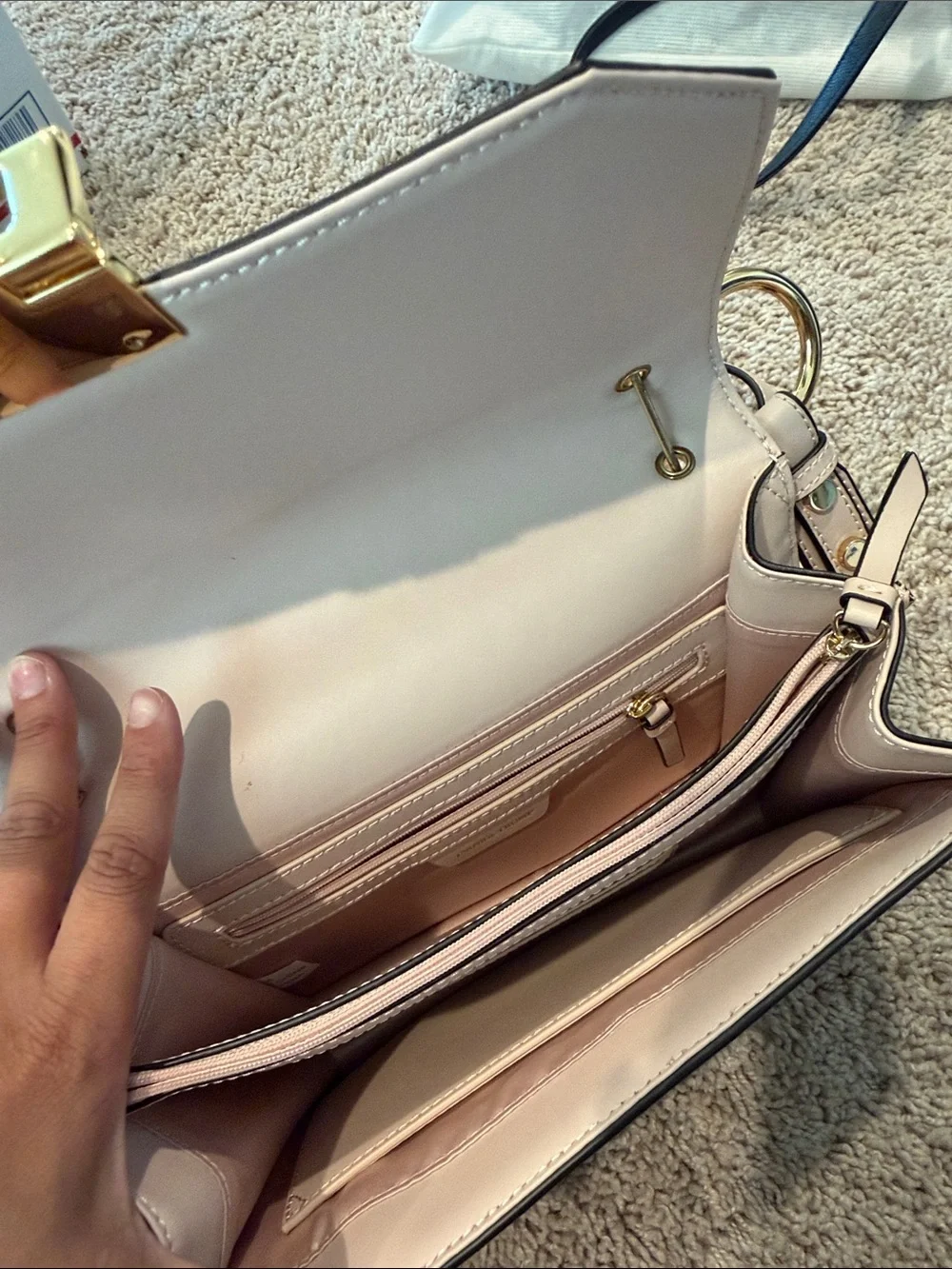 Ivanka Trump Blush Pink Crossbody Bag with Gold Hardware